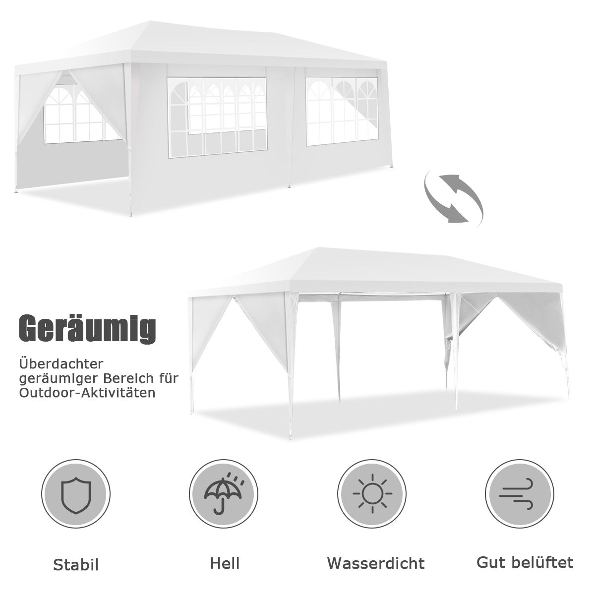 Faltpavillon, Faltpavillon 3x6, Gartenpavillon, Stabile zelte, Garten zelt, Party pavillon, Bierzelt, Garten zelt, Costway, 5