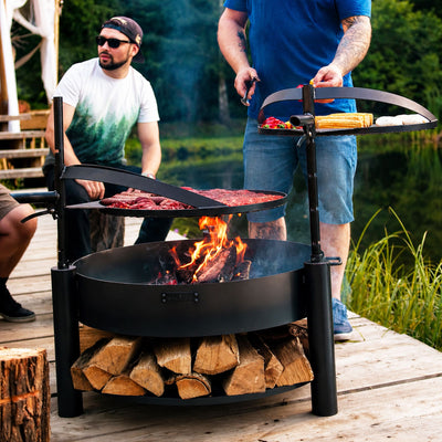 Feuerschale 80 cm, mit 2 Grillrost 60 cm und 50 cm, 2 Mast 77cm,  Cook King Montana X set, Feuerschale kaufen, outdoor