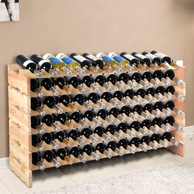 Weinregal, Flaschenregal, Weinregal holz, Weinständer 72 Flaschen Holzregal Weinschrank, Costway