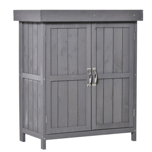 Gartenschrank Wetterfest, Gartenschrank Holz, Geräteschuppen, Geräteschrank aus Tannenholz, Doppeltür, 2 Fächer, Outsunny, 1