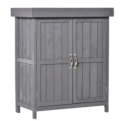 Gartenschrank Wetterfest, Gartenschrank Holz, Geräteschuppen, Geräteschrank aus Tannenholz, Doppeltür, 2 Fächer, Outsunny, 1