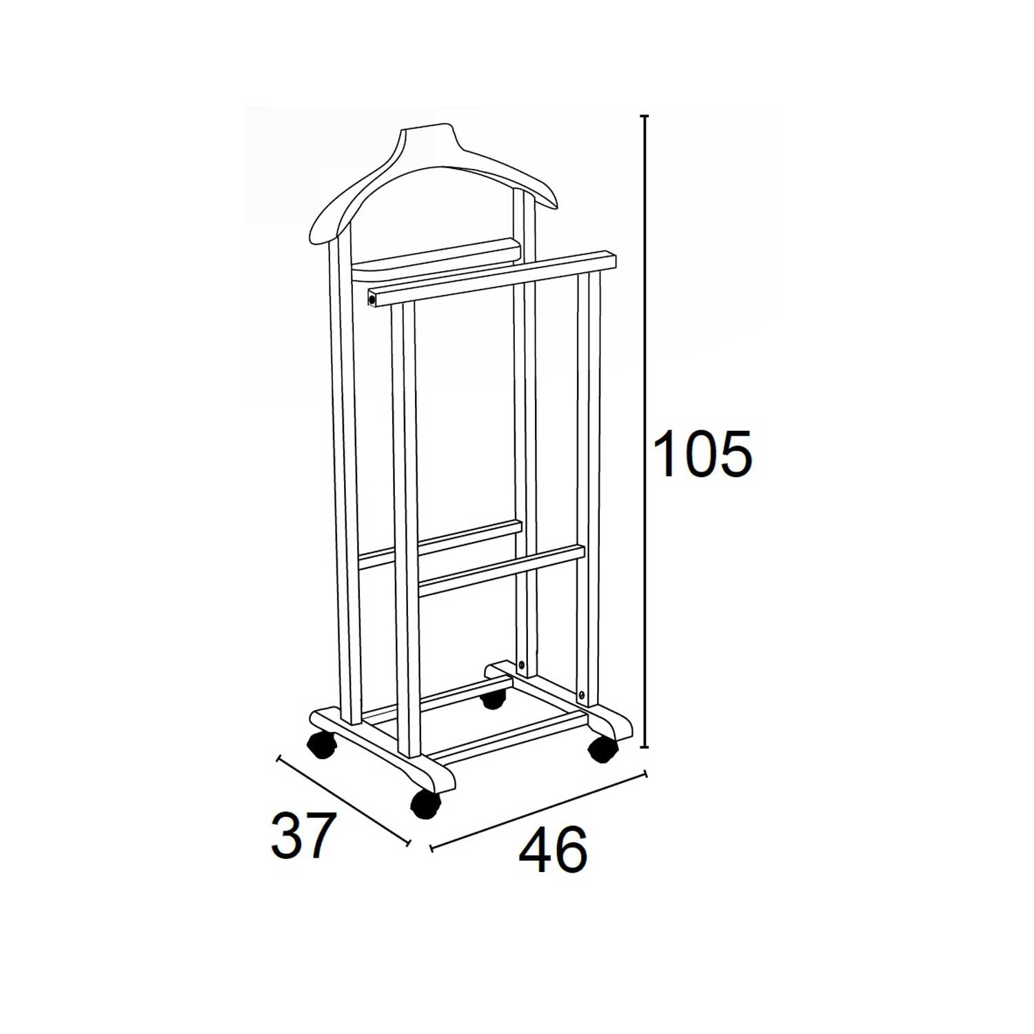 Herrendiener, Kleiderständer Holz, Schlafzimmer Diener MIRANO, 1 Kleiderbügel, Hosenständer und Ablagefläche, ARIT, 5