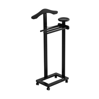 Herrendiener, Stummer Diener Holz, Schlafzimmerdiener ANTIMO, Kleiderbügel, 3 Hosenhalter, Ablagefläche, schwarz, ARIT, 2