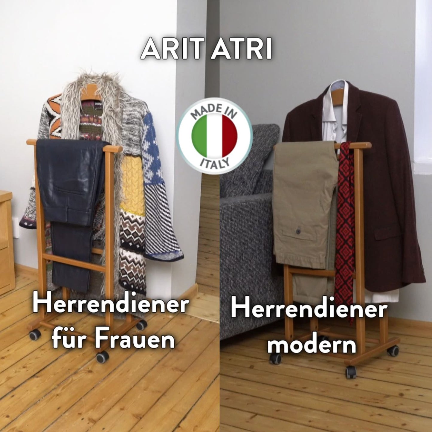 Herrendiener, auf Rollen, Stummer Diener Holz, Herrendiener für Frauen, Kleiderbügel, ARIT ATRI, 4