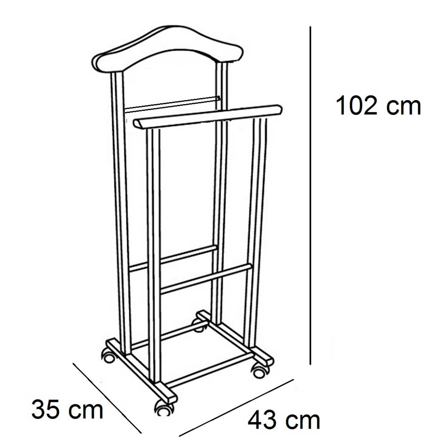 Herrendiener, auf Rollen, Stummer Diener Holz, Herrendiener für Frauen, Kleiderbügel, ARIT ATRI, 5