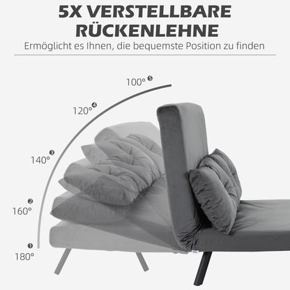 HOMCOM - Schlafsofa mit Bettkasten Couch mit Schlaffunktion Schlafcouch mit Samtoptik Rückenkissen 102 x 73 x 81 cm, Dunkelgrau