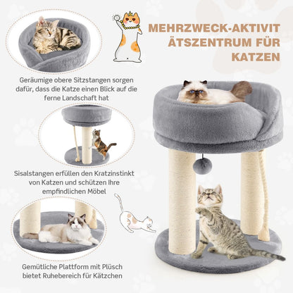 Kratzbaum modern, Kratzbaum stabil, Katzenbaum Katzenkratzbaum mit Weicher Sitzfläche Sisalturm für Katzen, Grau, Costway, 7