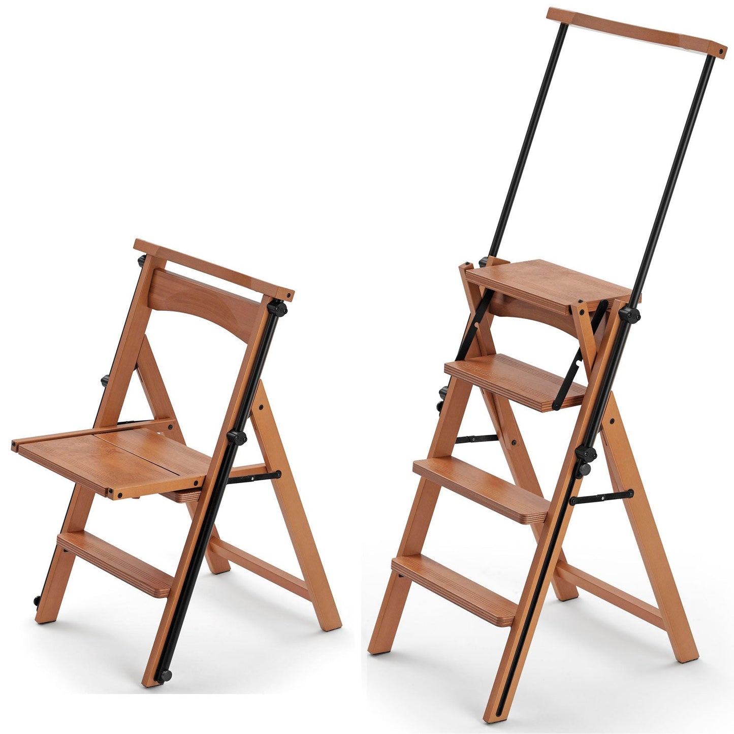 Leiter, Trittleiter, Trittleiter 4 stufen, Trittleiter Holz, umwandelbarer Stuhl, mit Sicherheitssystem, ELETTA, 7