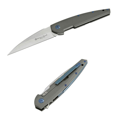 Maserin SOLAR - Gentleman-Messer, aus Titan mit einem Flipper-Öffnungs- und Schließsystem mit Kugellager, Klappmesser, D2, Titan