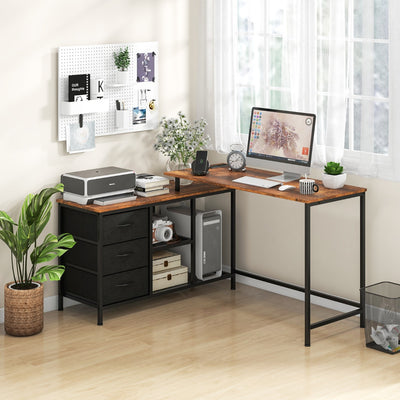 PC Tisch, 2-in-1 PC Tisch, verwandelbarer Eckschreibtisch oder 205 cm Computertisch, mit Steckdose, Costway, pc tisch kaufen