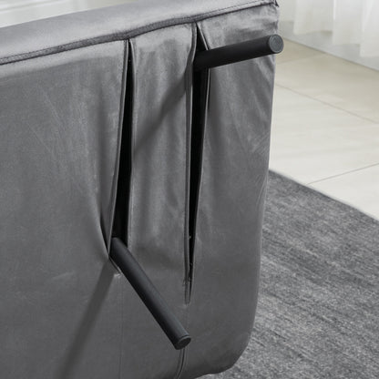 HOMCOM - Schlafsofa mit Bettkasten Couch mit Schlaffunktion Schlafcouch mit Samtoptik Rückenkissen 102 x 73 x 81 cm, Dunkelgrau