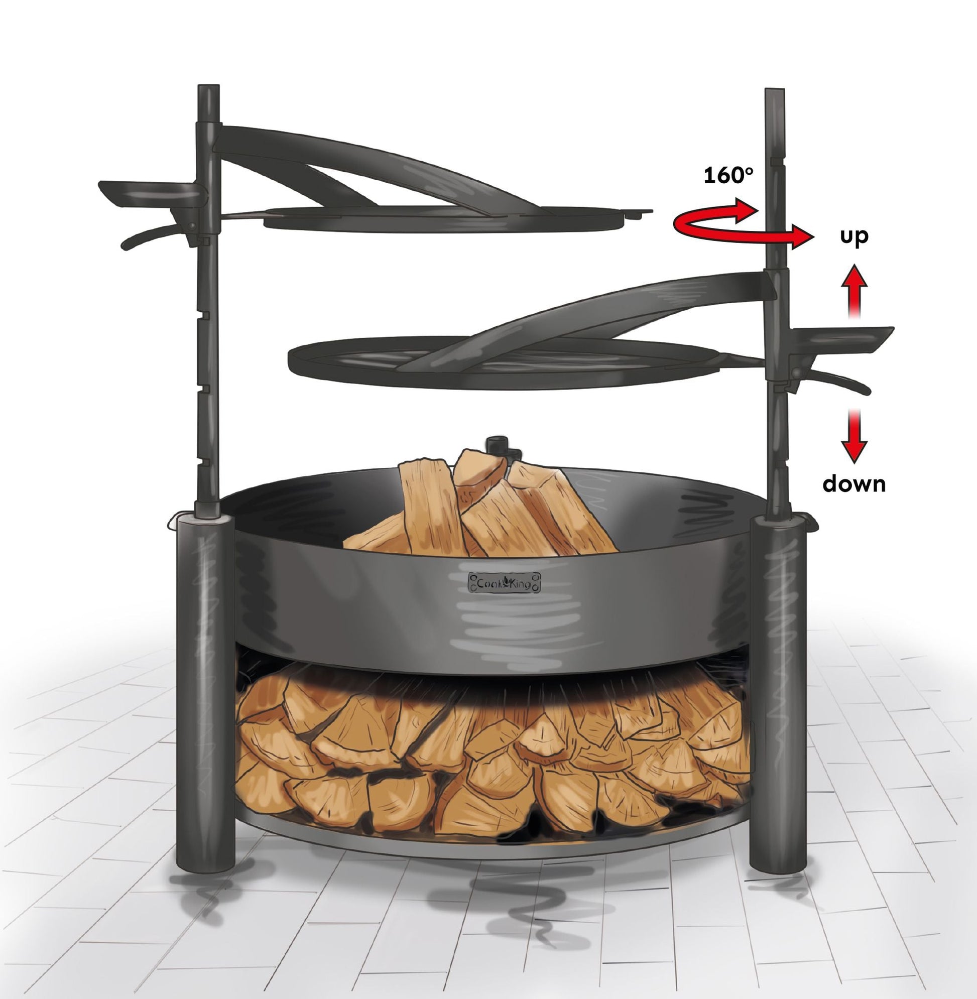Rost aus natürlichem Stahl mit einem Griff für Feuerschale MONTANA X | Dia. 50 cm Cook King