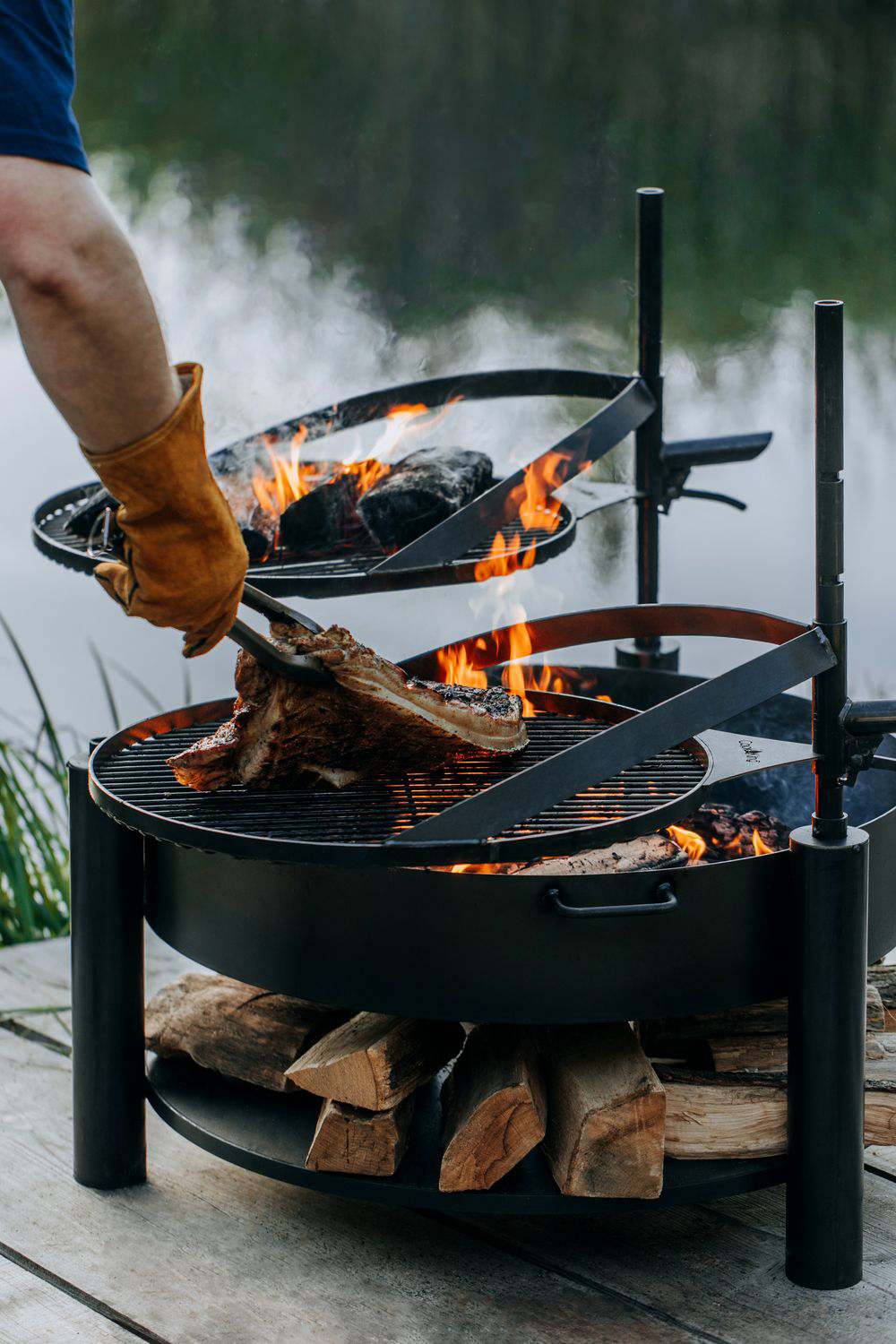 Rost aus natürlichem Stahl mit einem Griff für Feuerschale MONTANA X | Dia. 50 cm Cook King