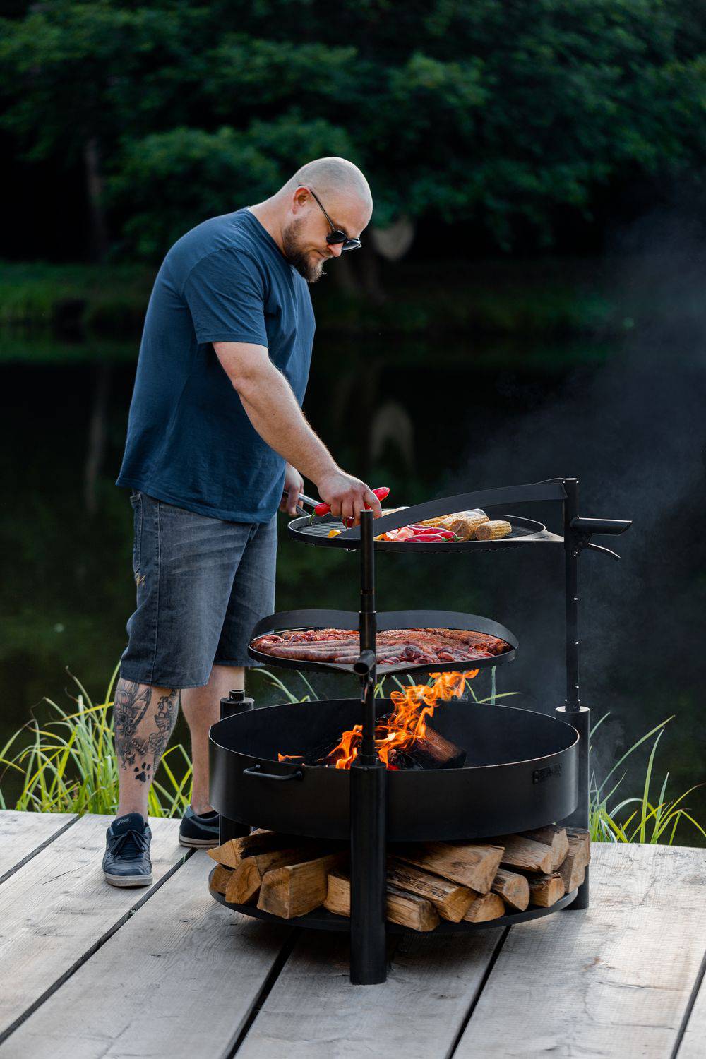 Rost aus natürlichem Stahl mit einem Griff für Feuerschale MONTANA X | Dia. 50 cm Cook King