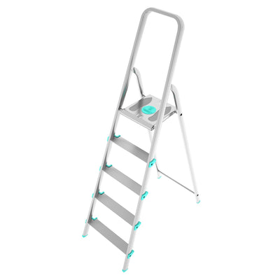 Trittleiter, Trittleiter 5 stufen, Trittleiter Klappbar, Höhe 106 cm,  Max, Belastbar 150 kg, Aluminium, Hergestellt in Italien, Colombo LIBELLULA 5 stufen, 1