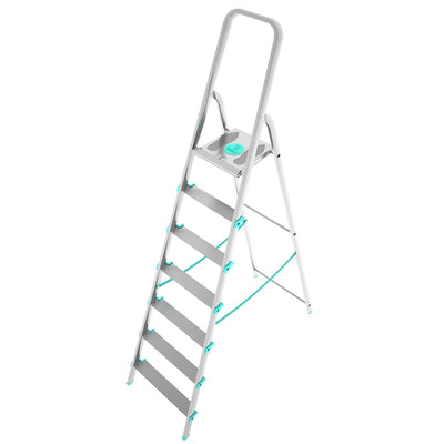 Trittleiter, Trittleiter 7 stufen, Trittleiter Klappbar, Höhe 152 cm,  Max, Belastbar 150 kg, Aluminium, Hergestellt in Italien, Colombo LIBELLULA 7 stufen, 1