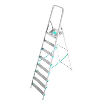 Trittleiter, Trittleiter 8 stufen, Trittleiter Klappbar, Höhe 174 cm,  Max, Belastbar 150 kg, Aluminium, Hergestellt in Italien, Colombo LIBELLULA 8 stufen, 1