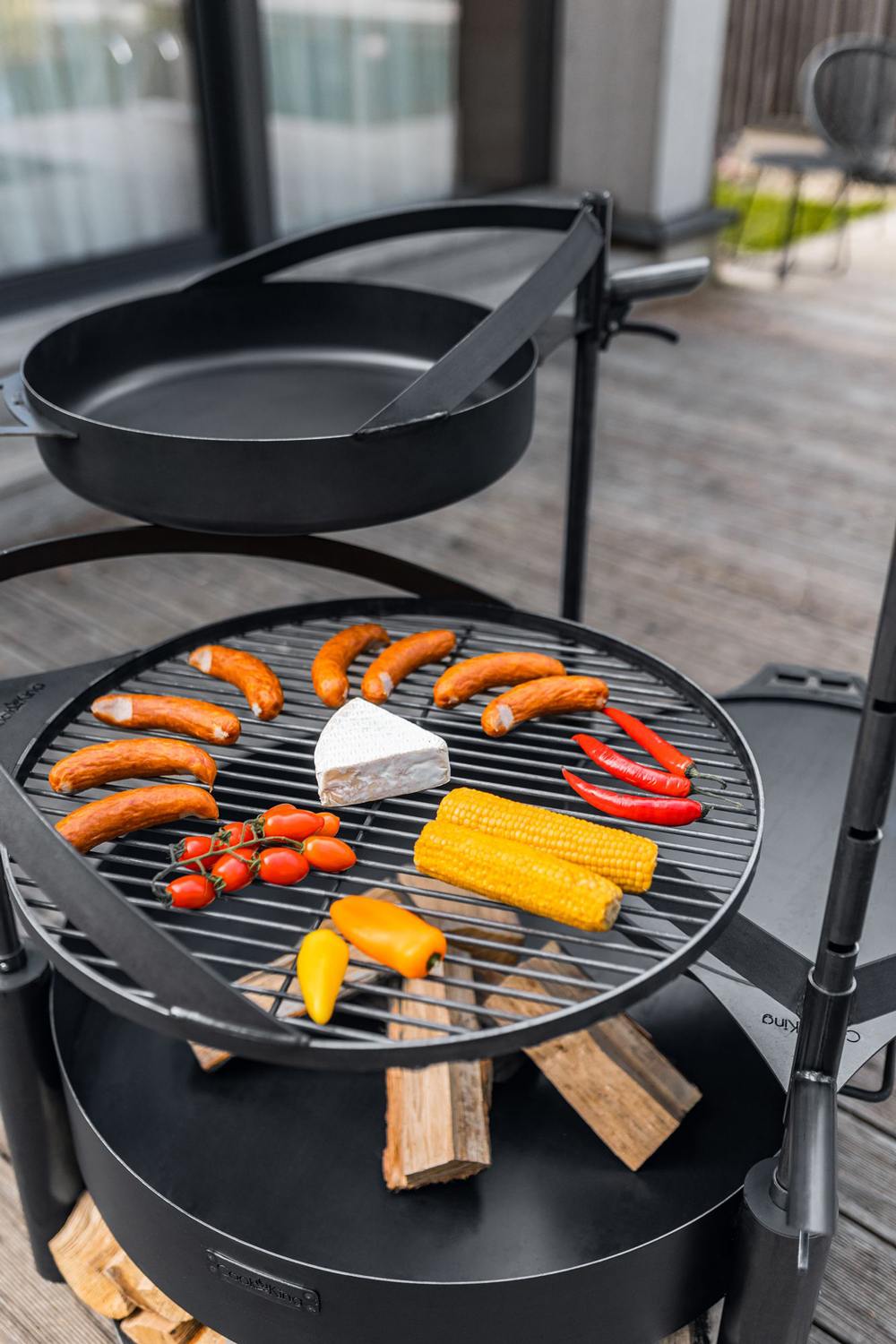 Pfanne aus natürlichem Stahl mit einem Griff für Feuerschale MONTANA X | Dia. 50 cm, Cook King
