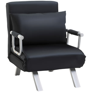 Schlafsofa, 2-in-1, mit verstellbarer Rückenlehne, abnehmbarem Bezug, Kissen, rostfrei, stabil, Polyester, Schwarz, HOMCOM, 1