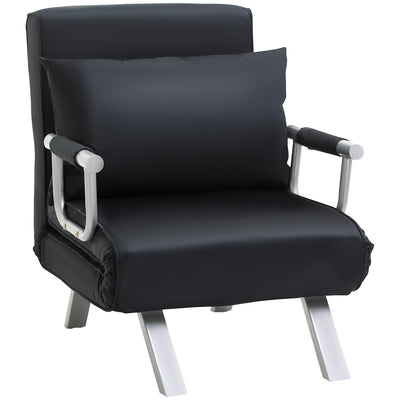 Schlafsofa, 2-in-1, mit verstellbarer Rückenlehne, abnehmbarem Bezug, Kissen, rostfrei, stabil, Polyester, Schwarz, HOMCOM, 1