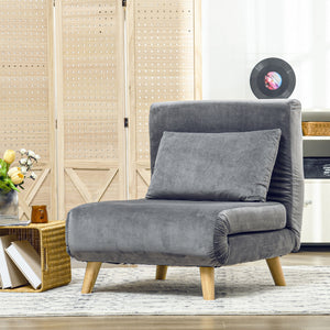 Schlafsofa, Schlafsessel, Klappsessel mit Bettfunktion & Kissen, Gästebett mit Verstellbarer Rückenlehne, HOMCOM, 9