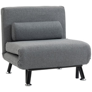 Schlafsofa, Schlafsessel, bis 150 Kg, Klappsessel mit Bettfunktion, Verstellbare Rückenlehne, Dunkelgrau, HOMCOM