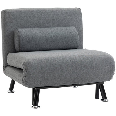 Schlafsofa, Schlafsessel, bis 150 Kg, Klappsessel mit Bettfunktion, Verstellbare Rückenlehne, Dunkelgrau, HOMCOM