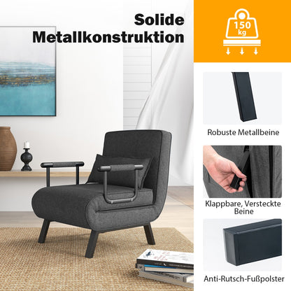 Schlafsofa, Sessel mit Schlaffunktion, Bettsessel, Schlafsessel Klappbares, Verstellbares Sofabett, Costway, 6