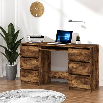 Schreibtisch, Räuchereiche, 140x50x77 cm Holzwerkstoff, vidaXL, 1