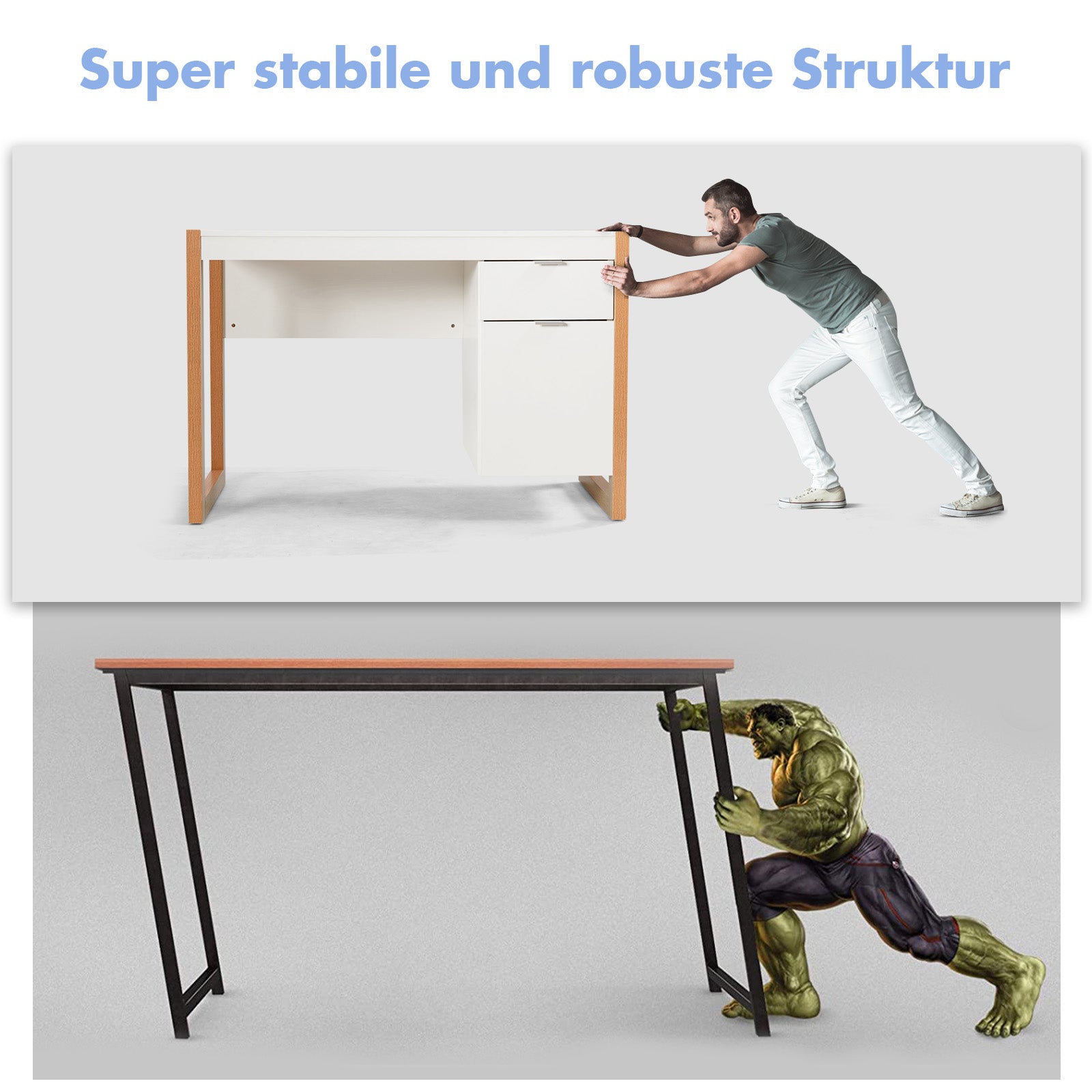 Schreibtisch, Schreibtisch mit Schublade, Kleiner Schreibtisch, Schreibtisch weiß mit Schubladen, Costway, 4