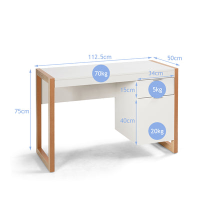 Schreibtisch, Schreibtisch mit Schublade, Kleiner Schreibtisch, Schreibtisch weiß mit Schubladen, Costway, 8