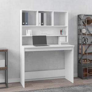 Schreibtisch, Schreibtisch mit Stauraum, Schreibtisch weiß, Schreibtisch Holz, Schreibtisch mit Regal, vidaXL, 1