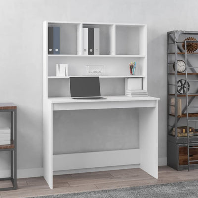 Schreibtisch, Schreibtisch mit Stauraum, Schreibtisch weiß, Schreibtisch Holz, Schreibtisch mit Regal, vidaXL, 1