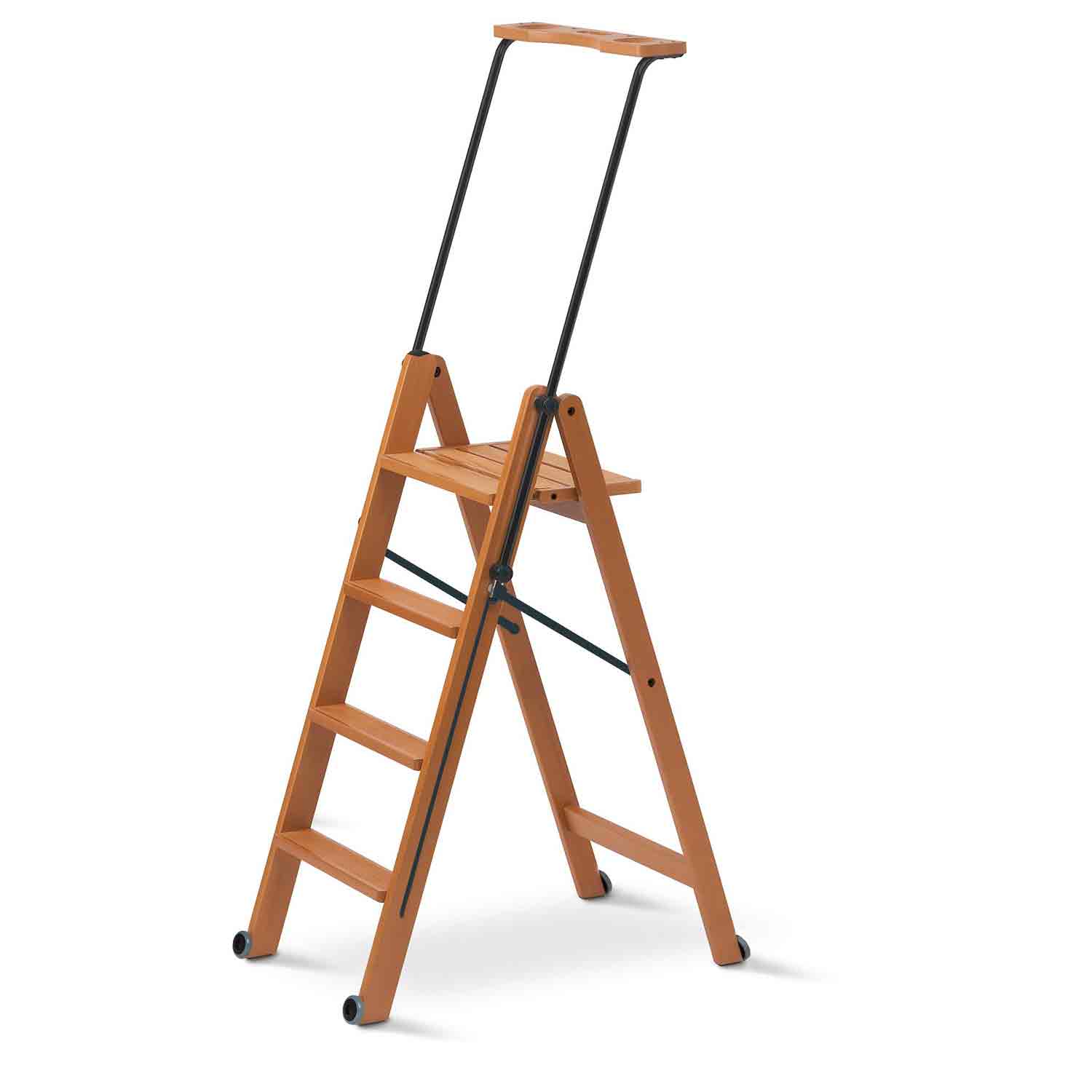 Trittleiter, Holzleiter, 4 Stufen Trittleiter Holz, Rutschfeste Stufen, TUSCANIA 4, 5