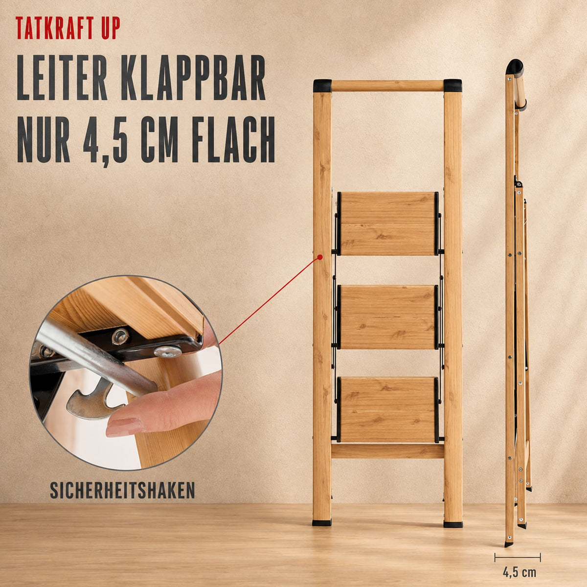 Trittleiter, Trittleiten 3 stufen, leiter klappbar, Tatkraft Up, trittleiter kaufen, 2