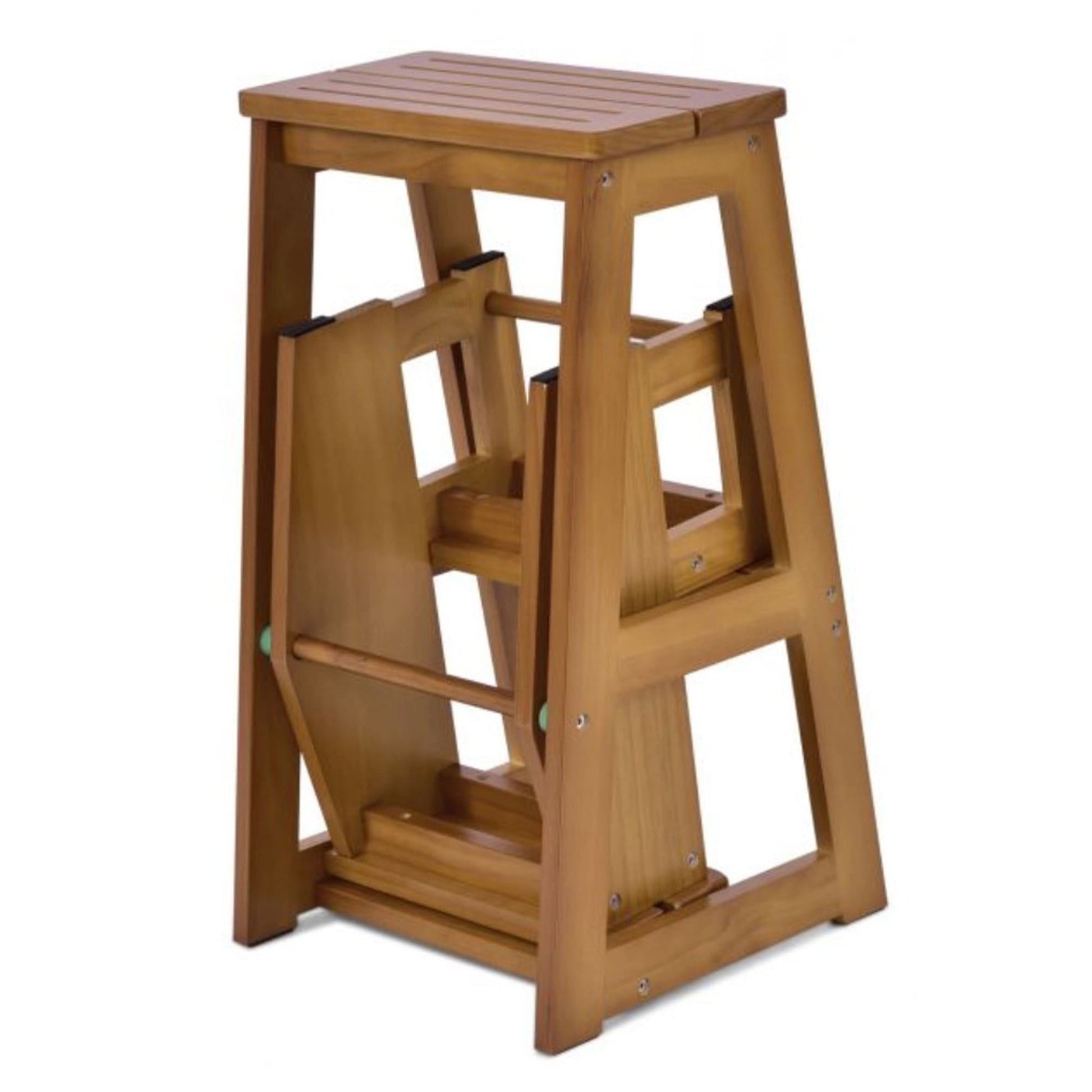 Trittleiter, Trittleiter 3 Stufen, Tritt Klappbar, Trittleiter Holz, Trittleiter Klappbar, Tritthocker, Holzleiter, Costway, 4