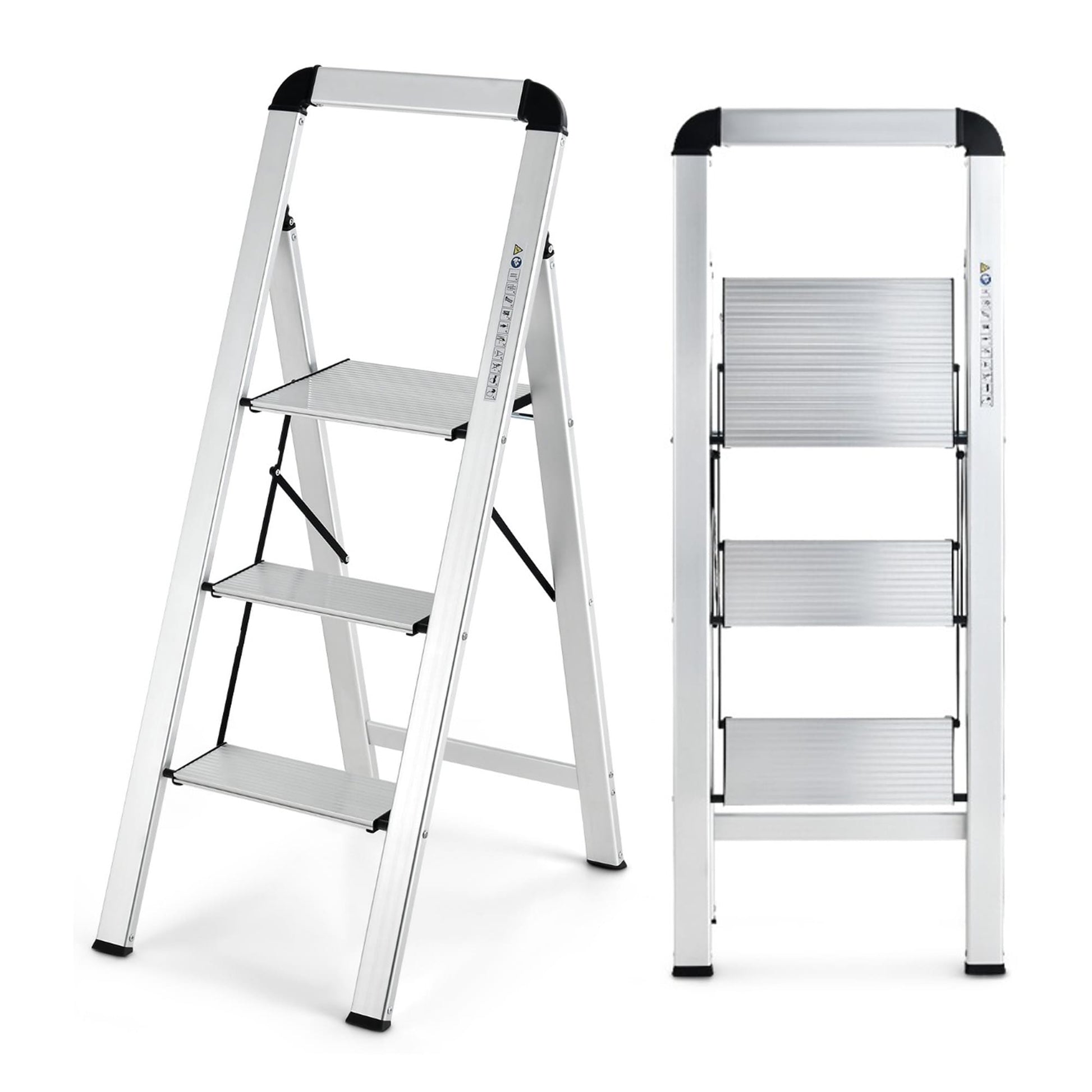 Trittleiter, Trittleiter 2 Stufen,  Trittleiter Klappbar, Holzleiter Klappbar, leichte Leiter, Colombo