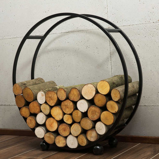 Kaminholzregal DAISY 80cm, Kaminholzregal Metall, Kaminholzregal außen freistehend, Handgemachte Qualität, 2