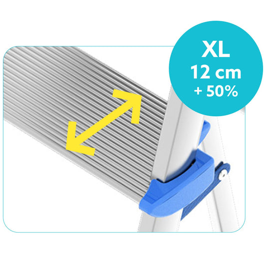 Trittleiter 5 Stufen, Klappleiter Alu, Extragroßer Stufe 12cm, Stufenleiter, mit Ablageschale, Max. Belastbar 150kg, Aluminium, Colombo ATLANTICA - Trittleiter 5 Stufen, 2