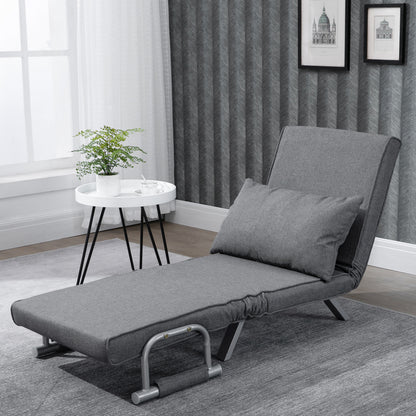 HOMCOM - Schlafsofa mit Armlehne 65x69x80cm  3-in-1 Schlafsessel, Gästebett, Chaiselongue, leinenartiges Polyester, Grau