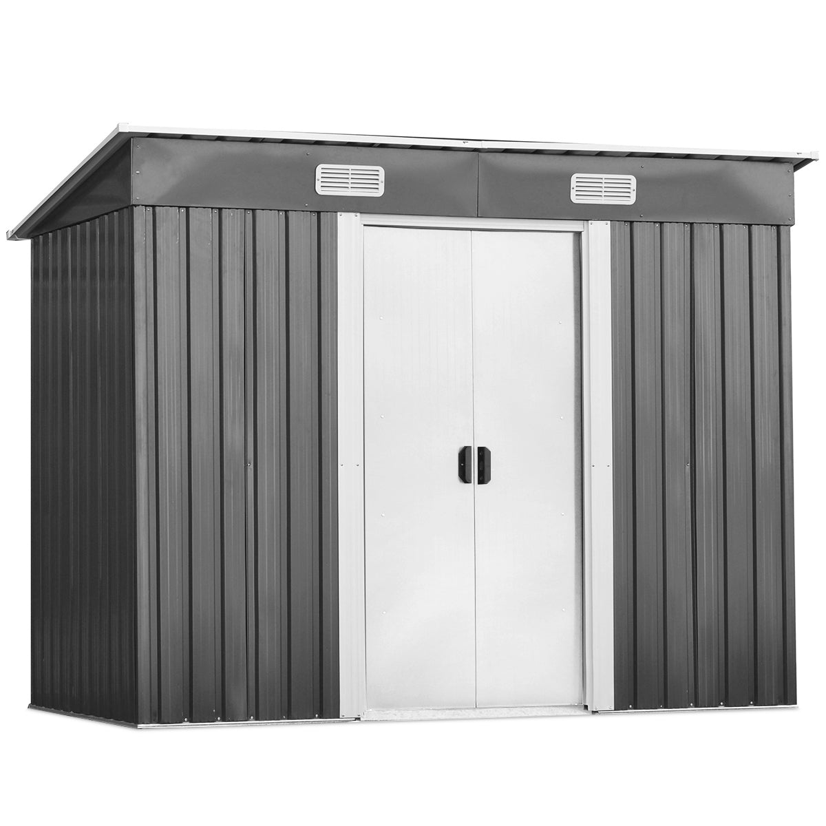 Geräteschuppen, Gartenschrank Wetterfest, Gerätehaus metall,  mit 2 Schiebetüren, Outdoor Schrank, Costway, 4