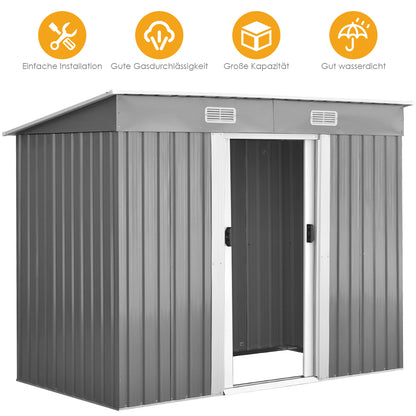 Geräteschuppen, Gartenschrank Wetterfest, Gerätehaus metall,  mit 2 Schiebetüren, Outdoor Schrank, Costway, 6