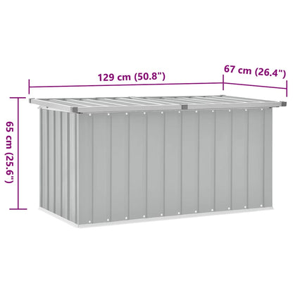 Gartenbox Metall, Gartenbox xxl, 129x67x65 cm, Aufbewahrungsbox garten, Werkzeugkasten, Verzinktem Stahl, Grau, vidaXL, 7