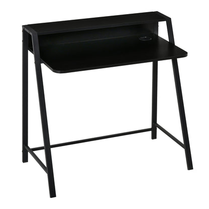 HOMCOM - Computertisch Stilvoller Schreibtisch mit Ablage & Kabelmanagement, Metall, Schwarz, 84x45x85cm