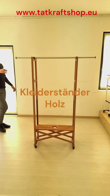 Kleiderständer Holz, Garderobe, Kleiderständer Klappbar, Kleiderstange, ARIT Elios, V4