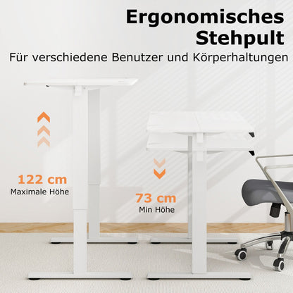 Costway - Höhenverstellbarer Schreibtisch 120 x 60 cm elektrischer Stehschreibtisch Rustikales Weiß