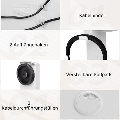 Costway - Höhenverstellbarer Schreibtisch 120 x 60 cm elektrischer Stehschreibtisch Rustikales Weiß