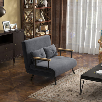HOMCOM - Schlafsofa mit Bettkasten Couch mit Schlaffunktion Schlafcouch mit Samtoptik Rückenkissen 102 x 73 x 81 cm, Dunkelgrau