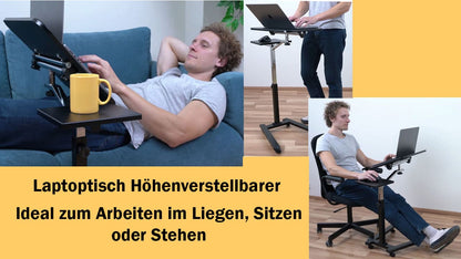 Tatkraft Joy – Laptoptisch fürs Bett, Laptoptisch Höhenverstellbar, mit Rollen
