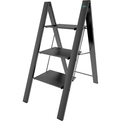 trittleiter, trittleter 3 stufen, trittleiter klappbar, Colombo Leonardo 3 Schwarz, 1